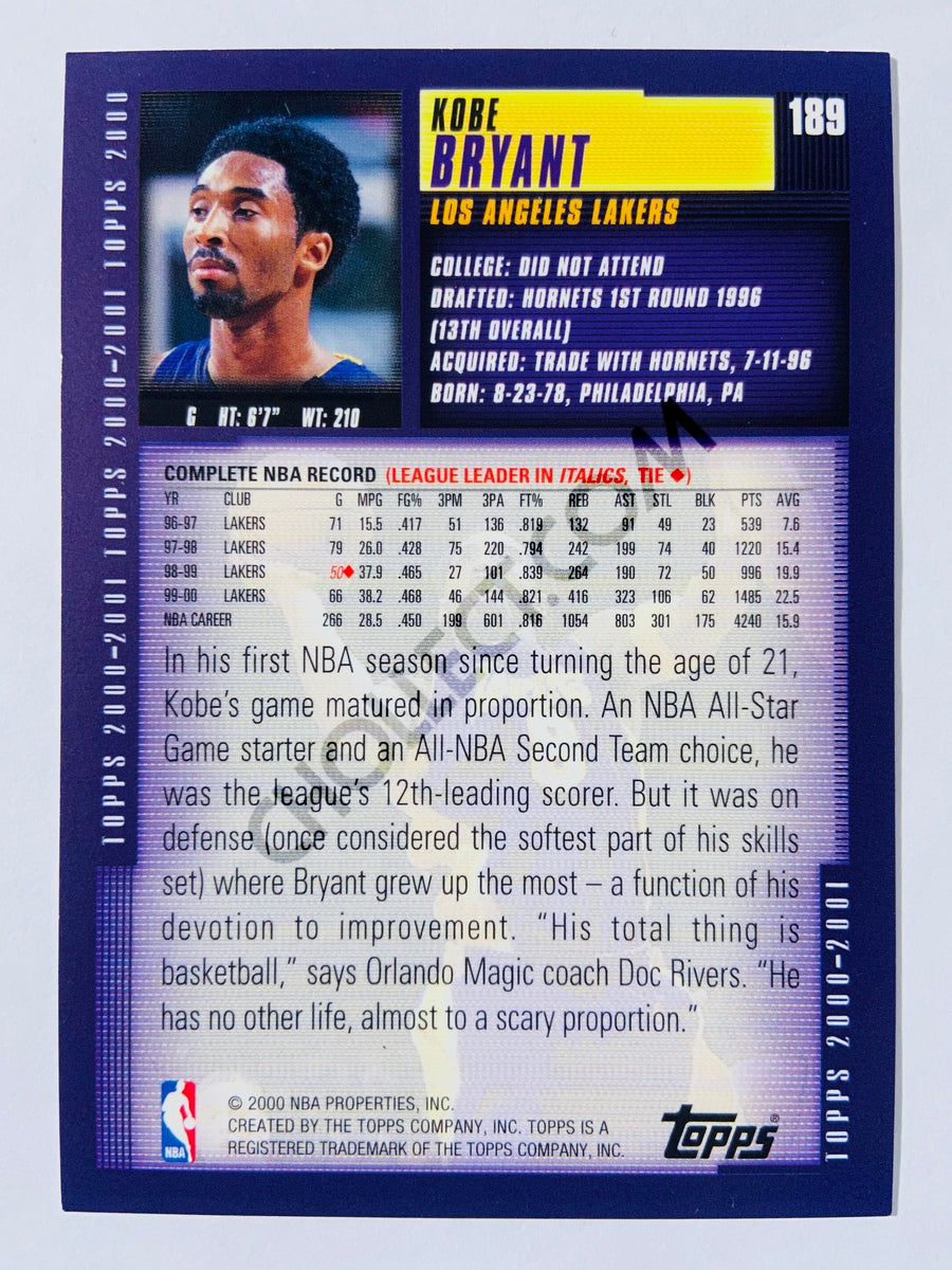 Kobe Bryant - Los Angeles Lakers 2000 Topps #189