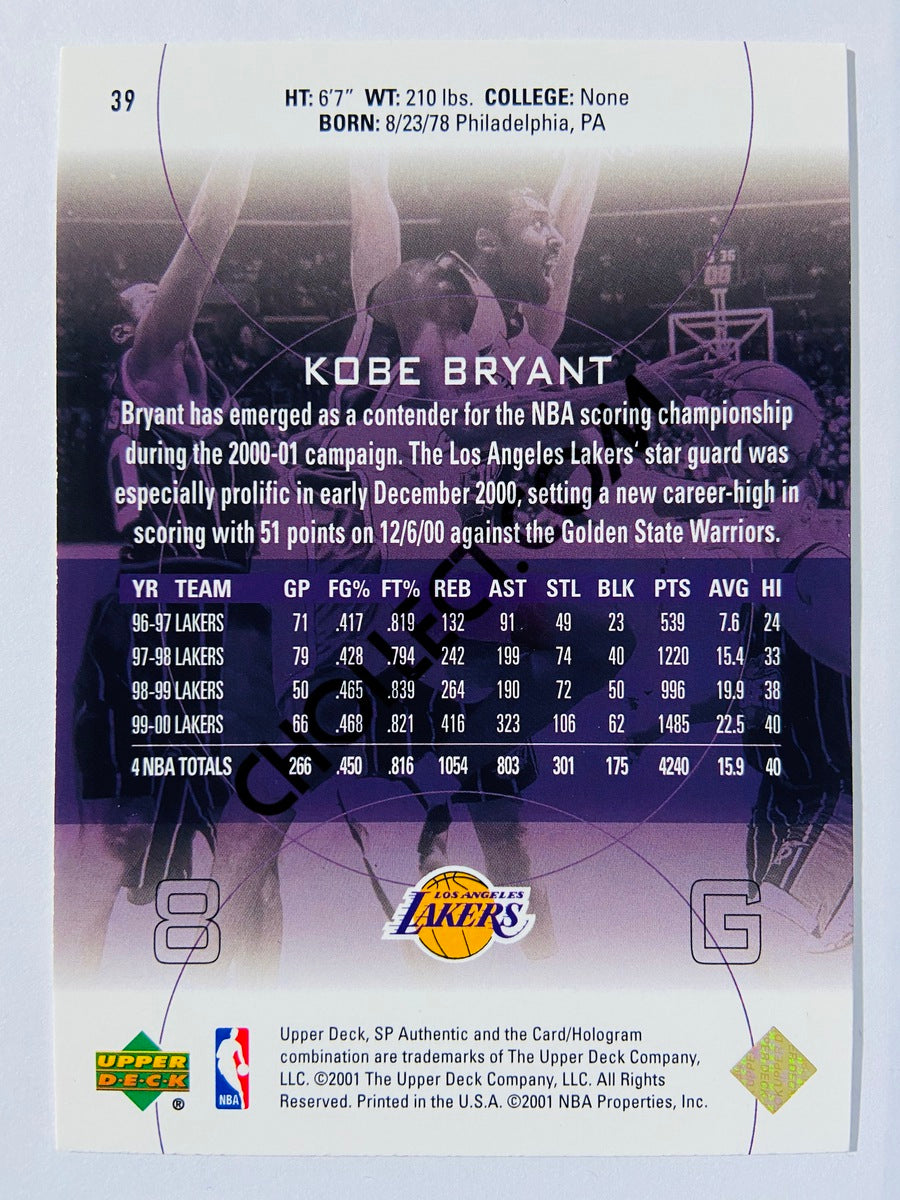 Kobe Bryant - Los Angeles Lakers 2000-01 Upper Deck SP Authentic #39