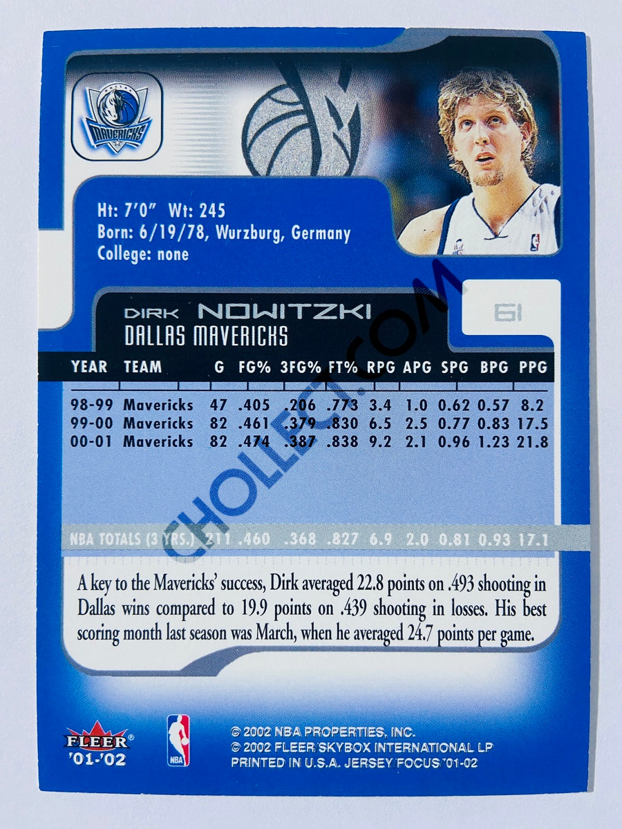 Dirk Nowitzki - Dallas Mavericks 2001-02 Fleer Focus Jersey Edition #61