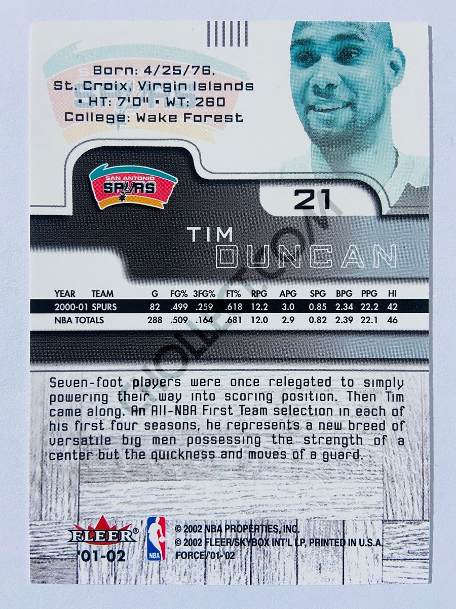 Tim Duncan - San Antonio Spurs 2001-02 Fleer Force #21