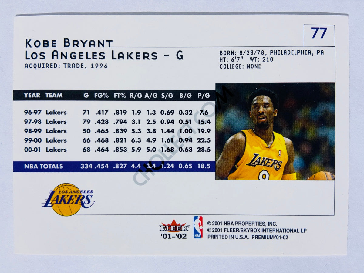 Kobe Bryant - Los Angeles Lakers 2001-02 Fleer Premium #77