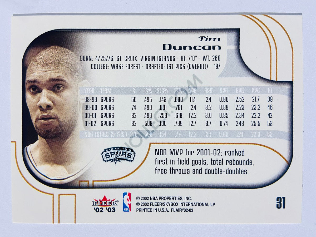 Tim Duncan - San Antonio Spurs 2002-03 Fleer Flair #31