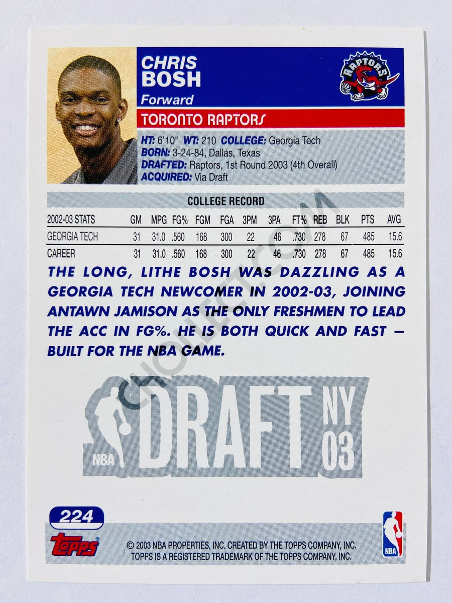 Chris Bosh - Toronto Raptors 2003-04 Topps NBA Draft Rookie #224