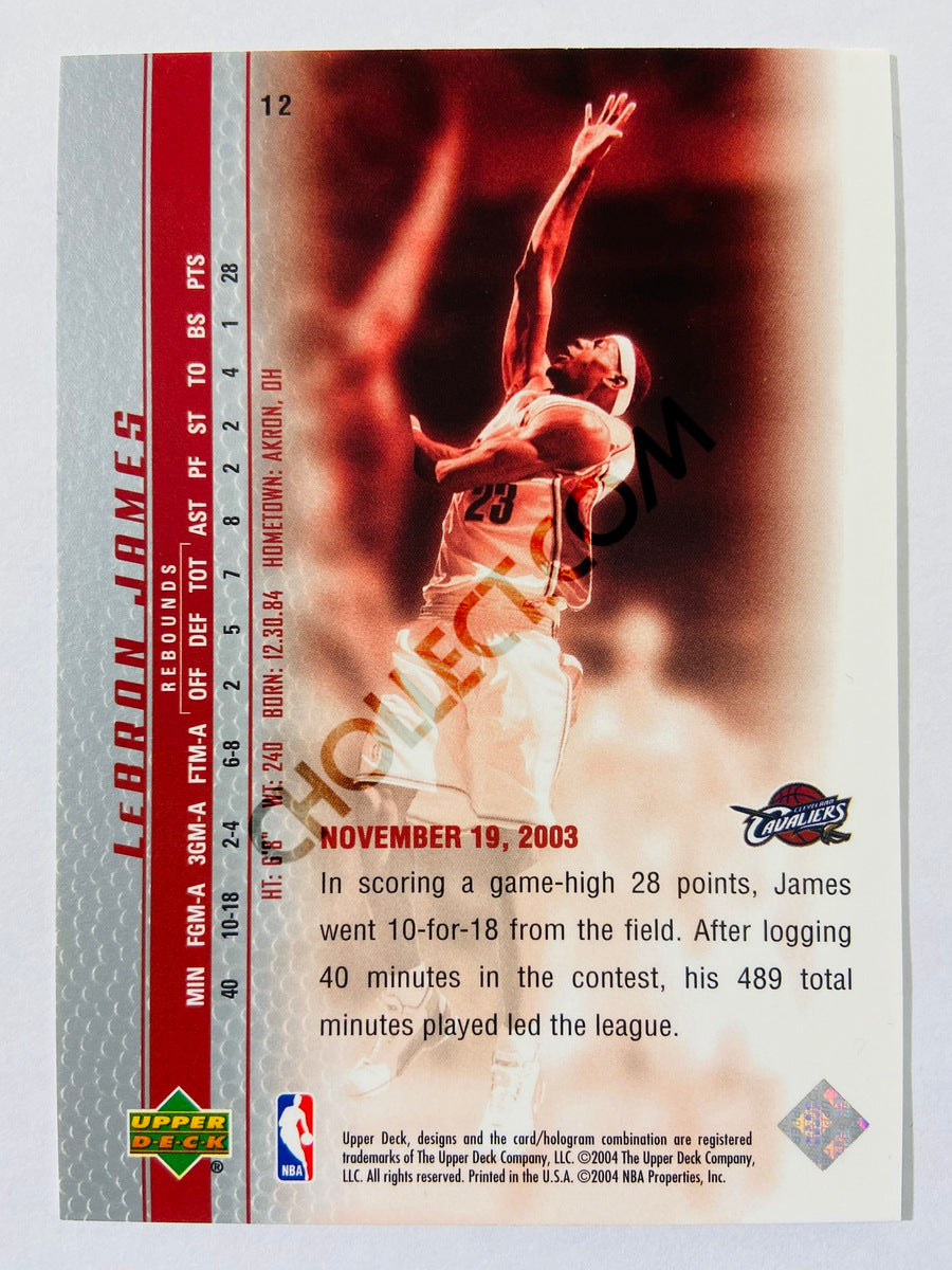 LeBron James - Cleveland Cavaliers 2003-04 Upper Deck Phenomenal Beginning Rookie Card #12