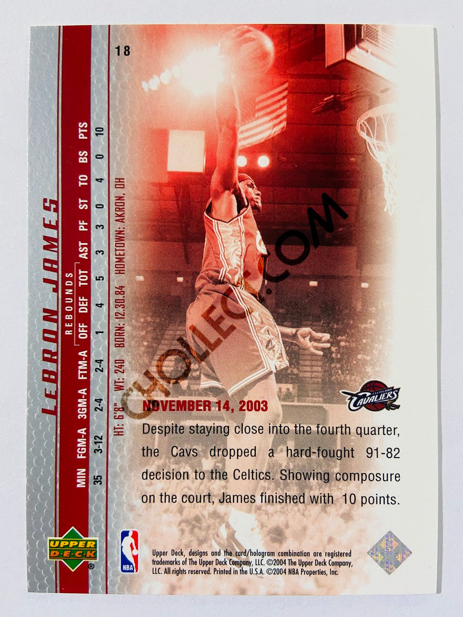 LeBron James - Cleveland Cavaliers 2003-04 Upper Deck Phenomenal Beginning Rookie Card #18