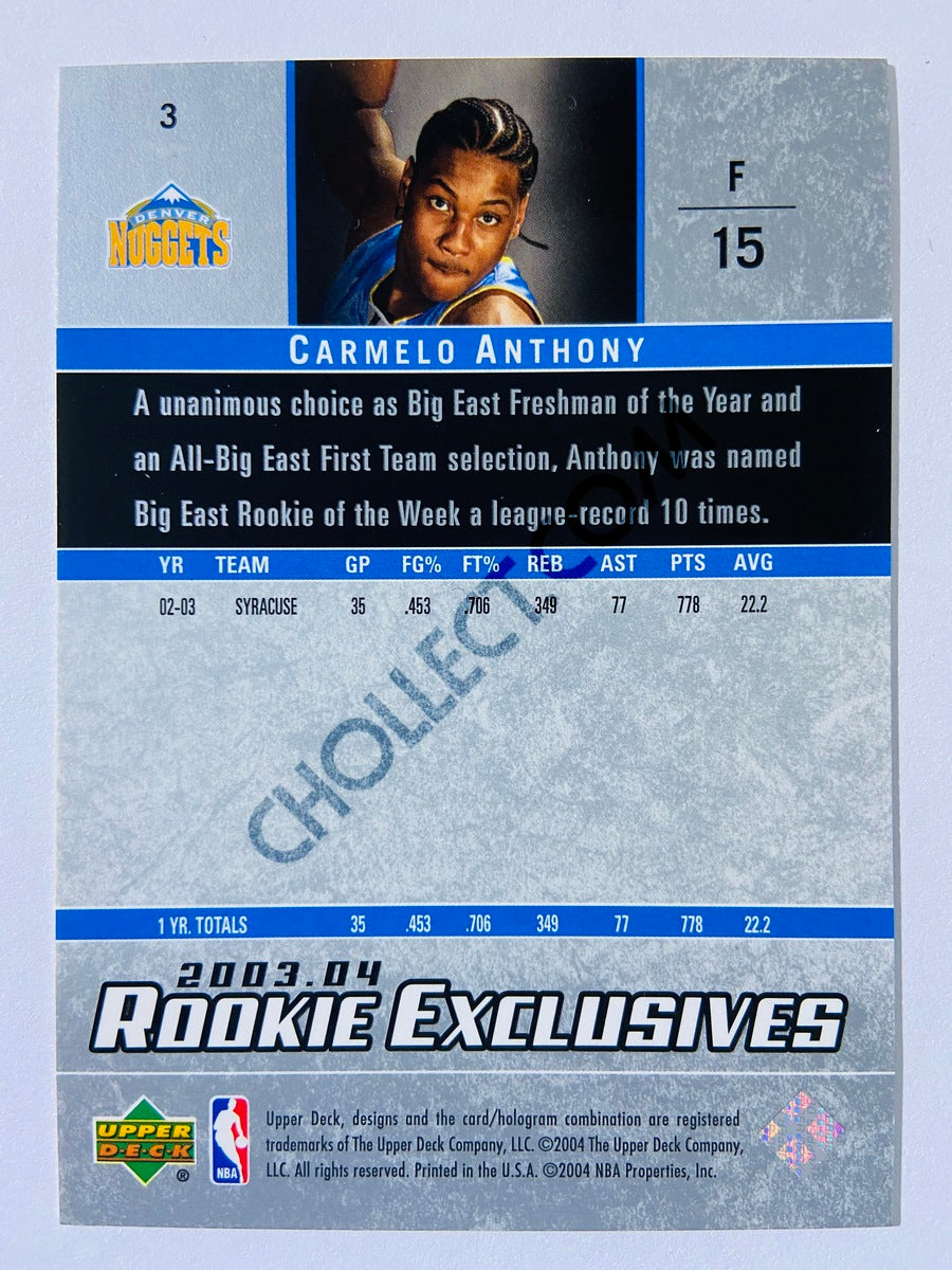 Carmelo Anthony - Denver Nuggets 2003-04 Upper Deck Rookie Exclusives Star Rookie #3