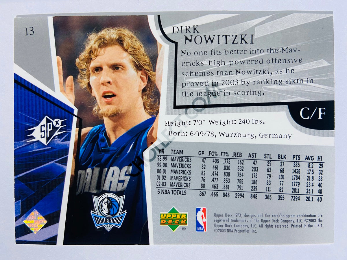 Dirk Nowitzki - Dallas Mavericks 2003 Upper Deck SPx #13