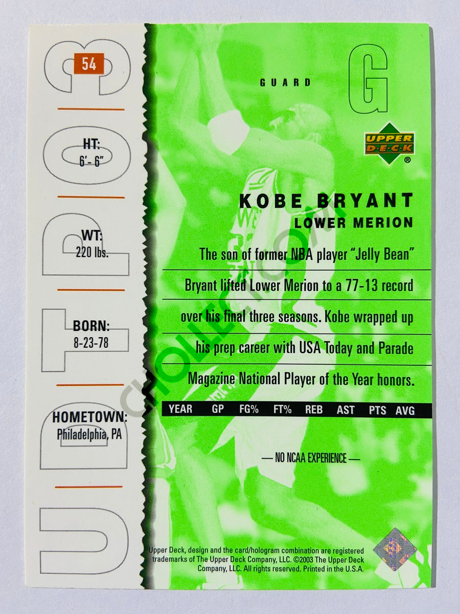 Kobe Bryant - Lower Merion 2003 Upper Deck Top Prospects #54