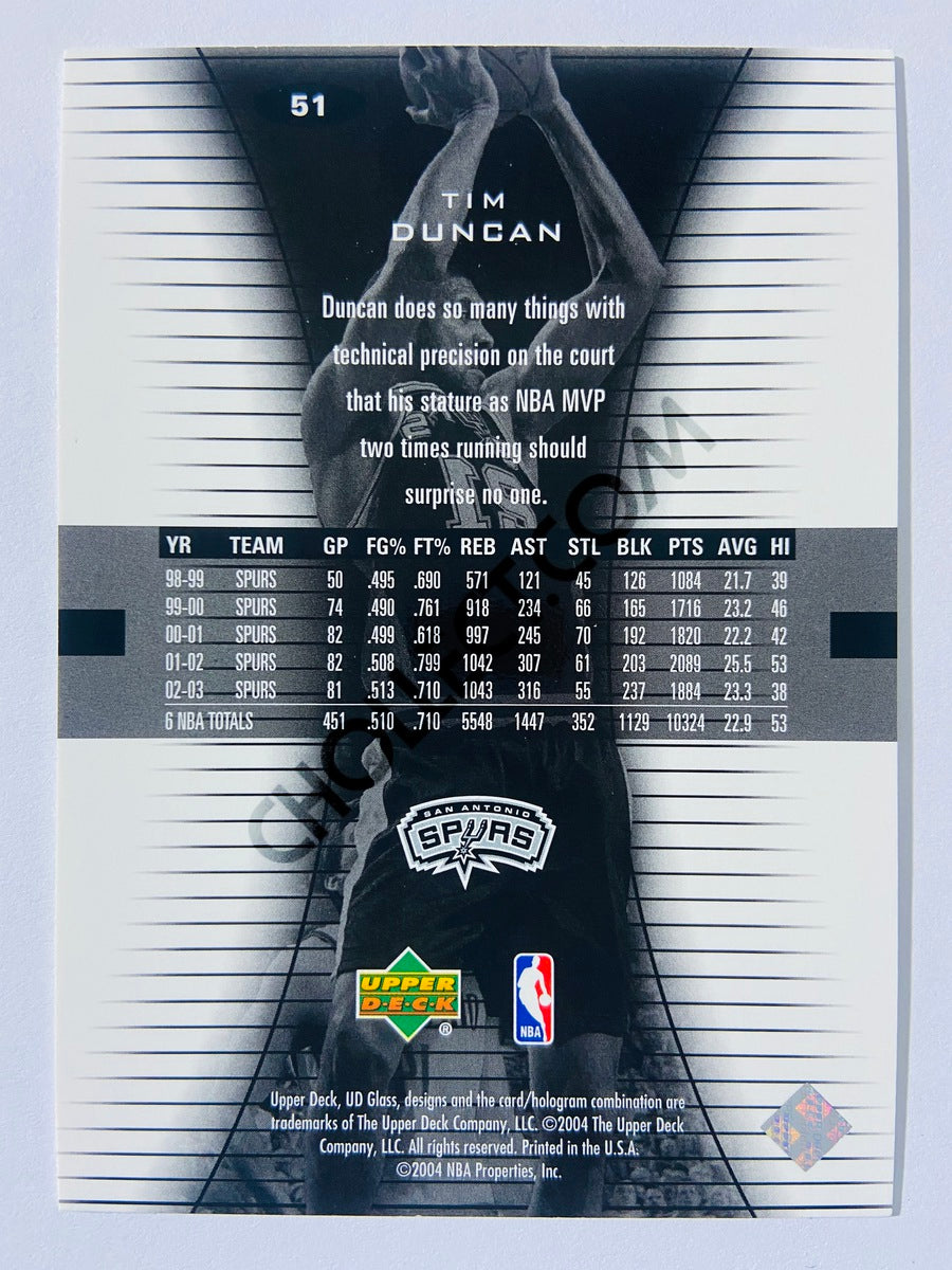 Tim Duncan - San Antonio Spurs 2004 Upper Deck UD Glass #51