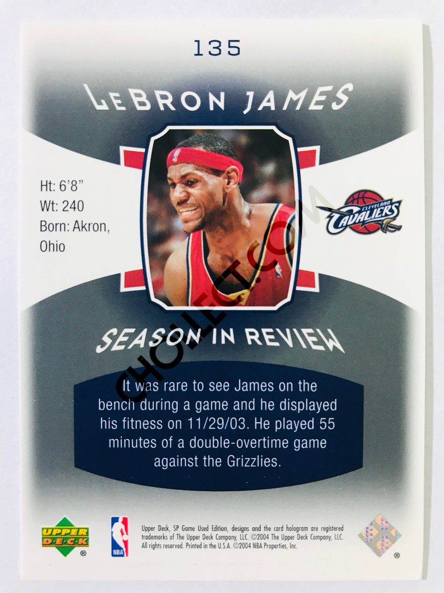 LeBron James - Cleveland Cavaliers 2004 Upper Deck SP Game Used Edition Season in Review #135 830/999