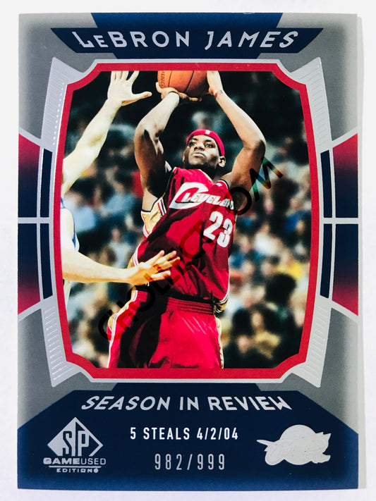 LeBron James - Cleveland Cavaliers 2004 Upper Deck SP Game Used Edition Season in Review #147 982/999