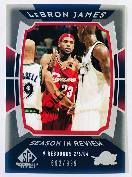 LeBron James - Cleveland Cavaliers 2004 Upper Deck SP Game Used Edition Season in Review #156 692/999