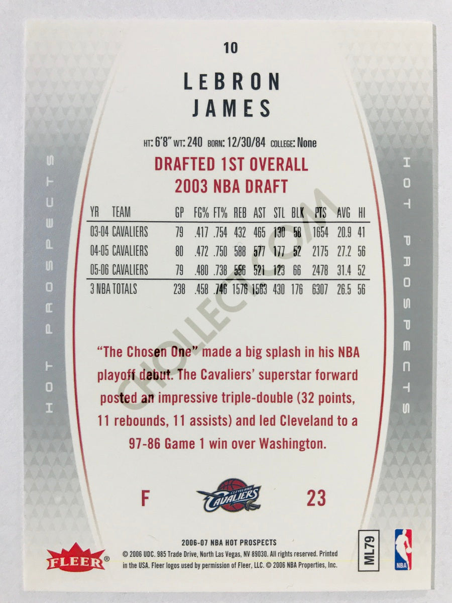 LeBron James - Cleveland Cavaliers 2006-07 Fleer Hot Propects #10