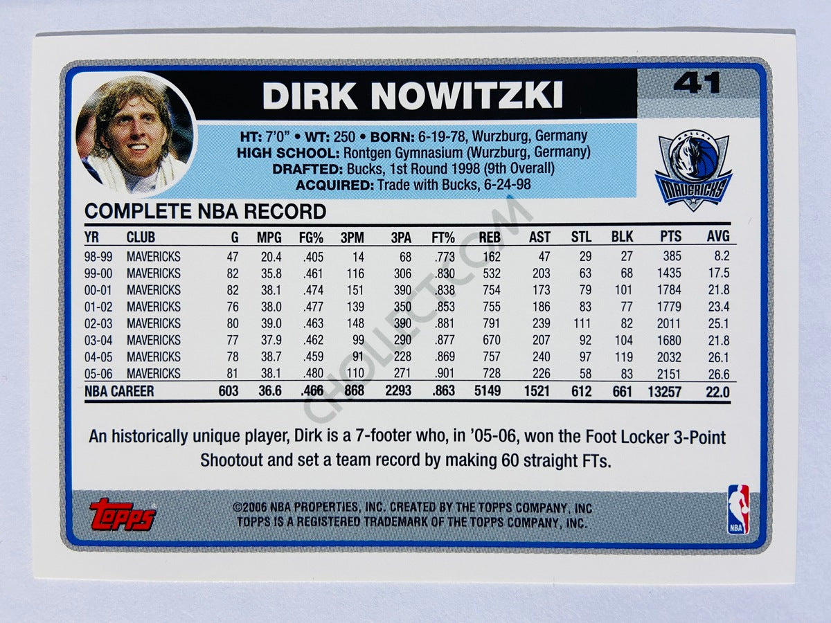 Dirk Nowitzki - Dallas Mavericks 2006 Topps #41