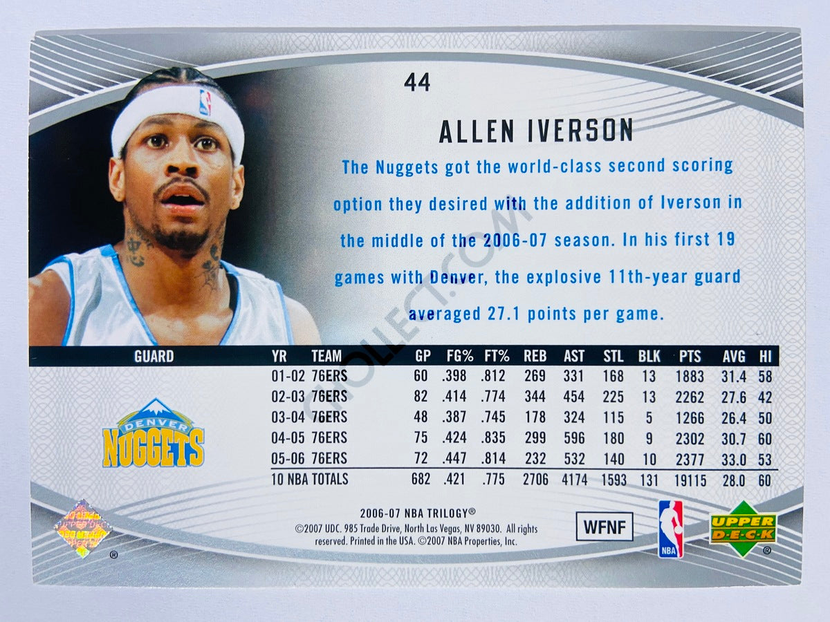 Allen Iverson - Denver Nuggets 2006-07 Upper Deck Trilogy #44