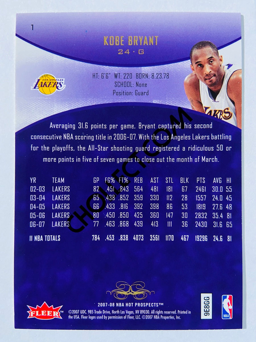 Kobe Bryant - Los Angeles Lakers 2007-08 Fleer Hot Prospects #1