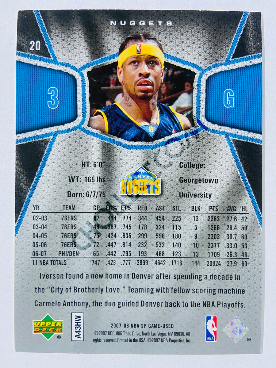 Allen Iverson - Denver Nuggets 2007-08 Upper Deck SP Game Used Edition #20