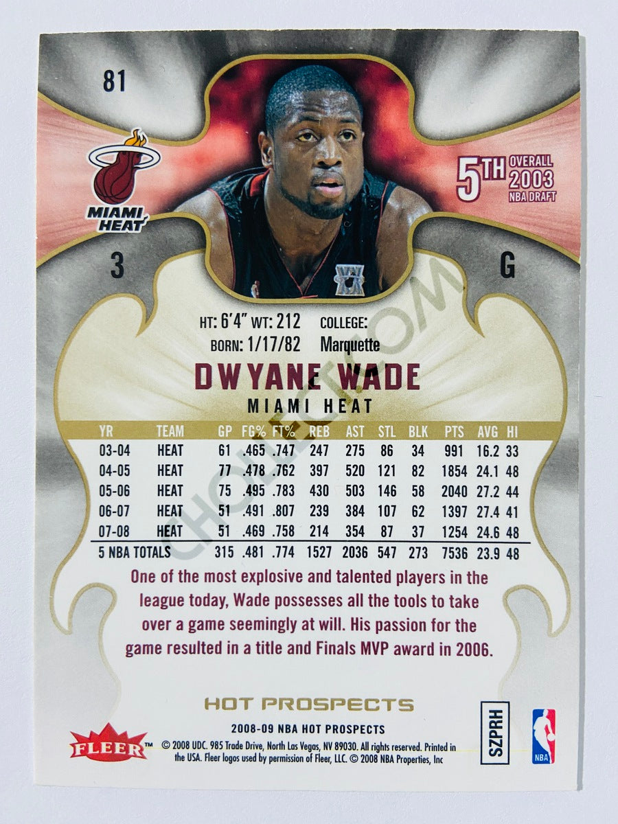 Dwyane Wade - Miami Heat 2008-09 Fleer Hot Prospects #81