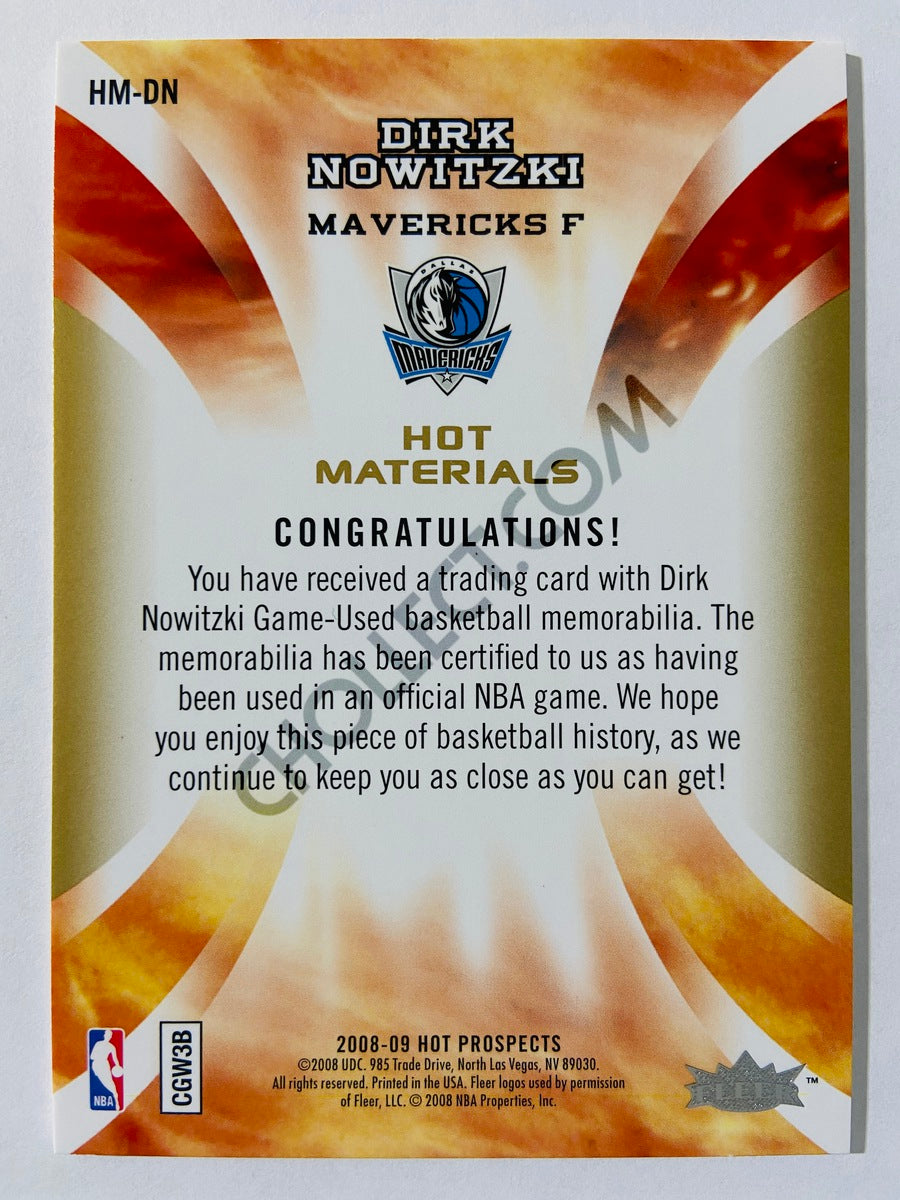 Dirk Nowitzki - Dallas Mavericks 2008-09 Fleer Hot Prospects Hot Materials #HM-DN