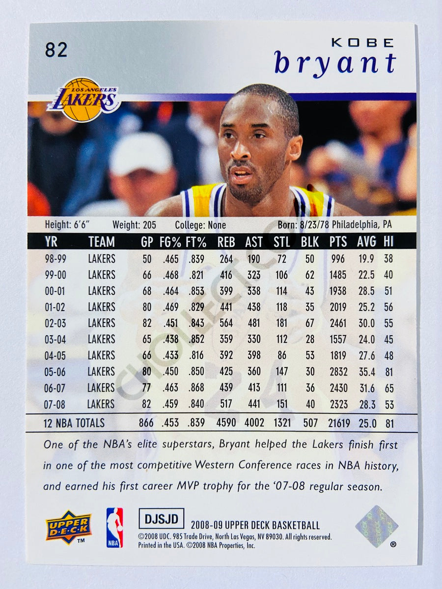 Kobe Bryant - Los Angeles Lakers 2008-09 Upper Deck #82