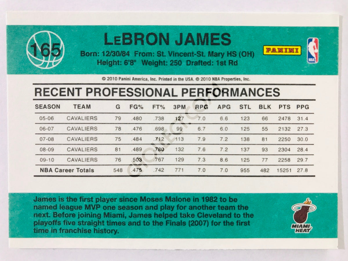 LeBron James - Miami Heat 2010-11 Panini Donruss #165