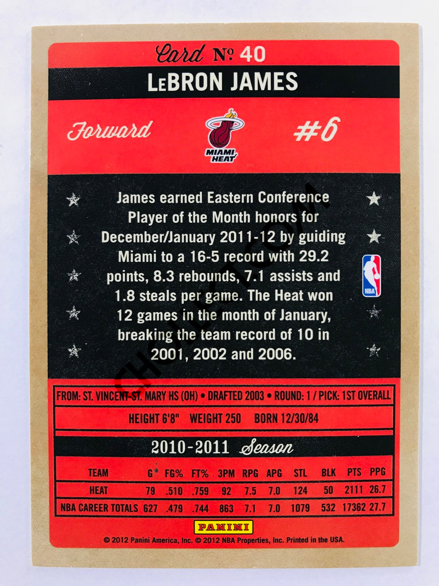 LeBron James - Miami Heat 2010-11 Panini Past and Present #40