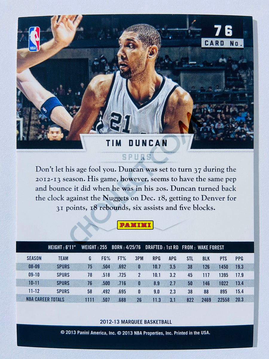 Tim Duncan – San Antonio Spurs 2012-13 Panini Marquee #76