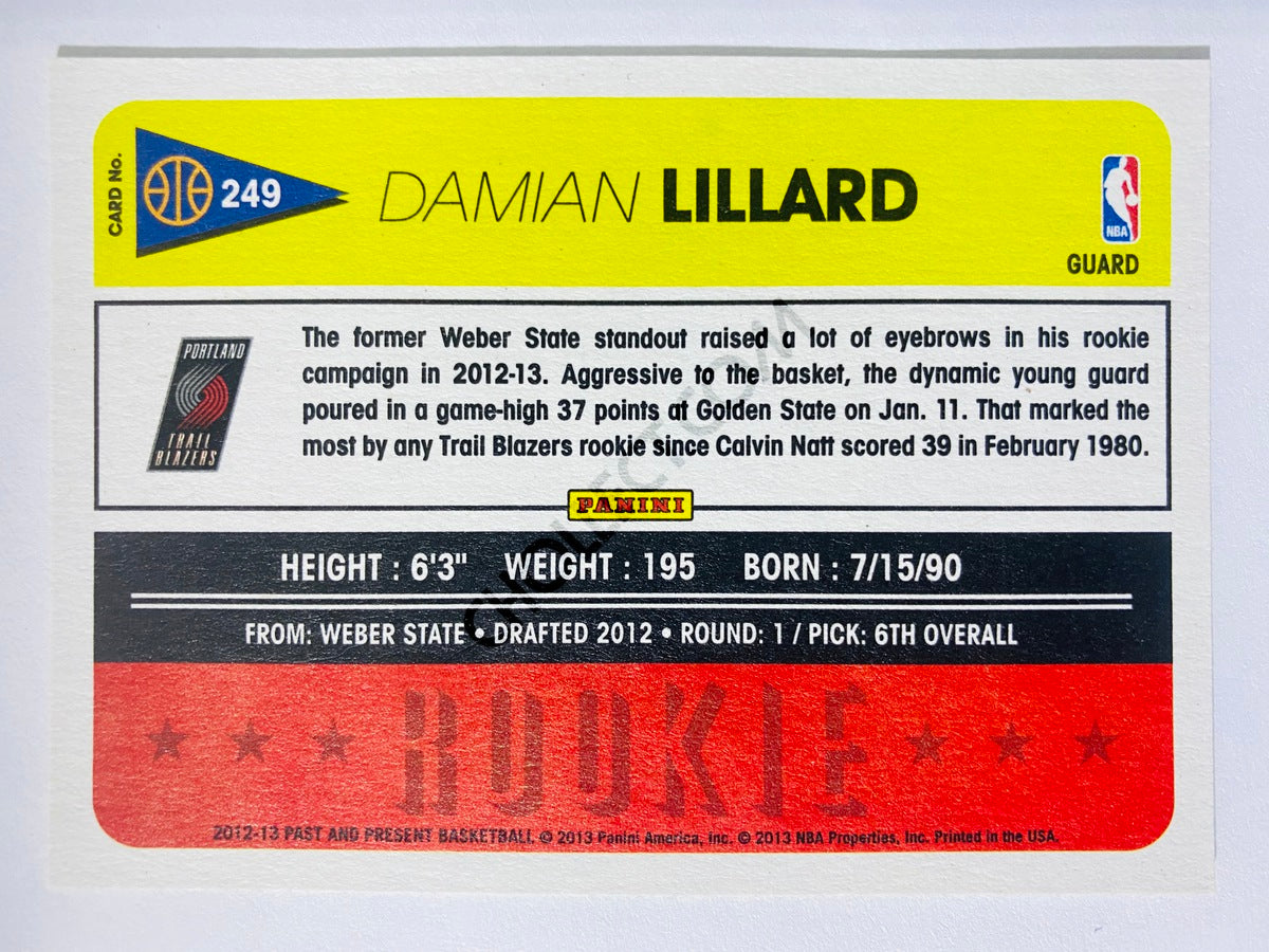 Damian Lillard - Portland Trail Blazers 2012-13 Panini Past & Present Rookie Card #249