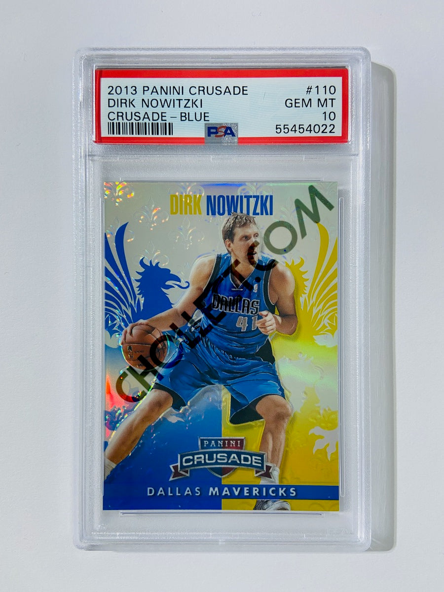 Dirk Nowitzki - Dallas Mavericks 2013-14 Panini Crusade Blue Parallel #110 [PSA 10] SN: 55454022