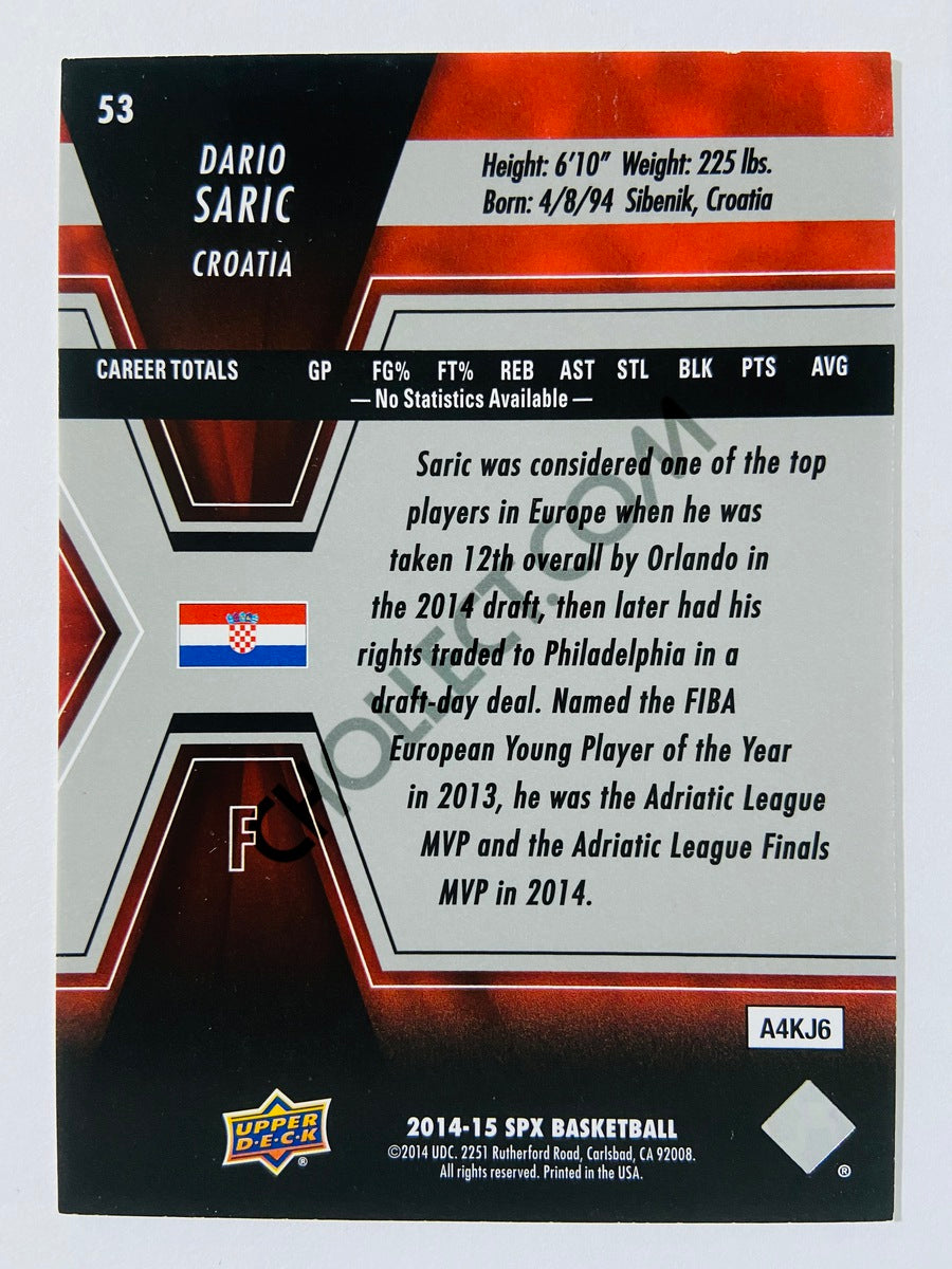 Dario Saric - Croatia 2014-15 Upper Deck SPX Base Card #53