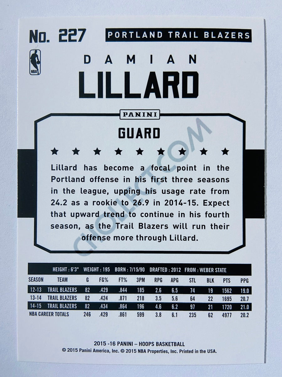 Damian Lillard - Portland Trail Blazers 2015-16 Panini Hoops #227