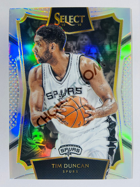 Tim Duncan - San Antonio Spurs 2015-16 Panini Select Concourse Silver Prizm Parallel #30