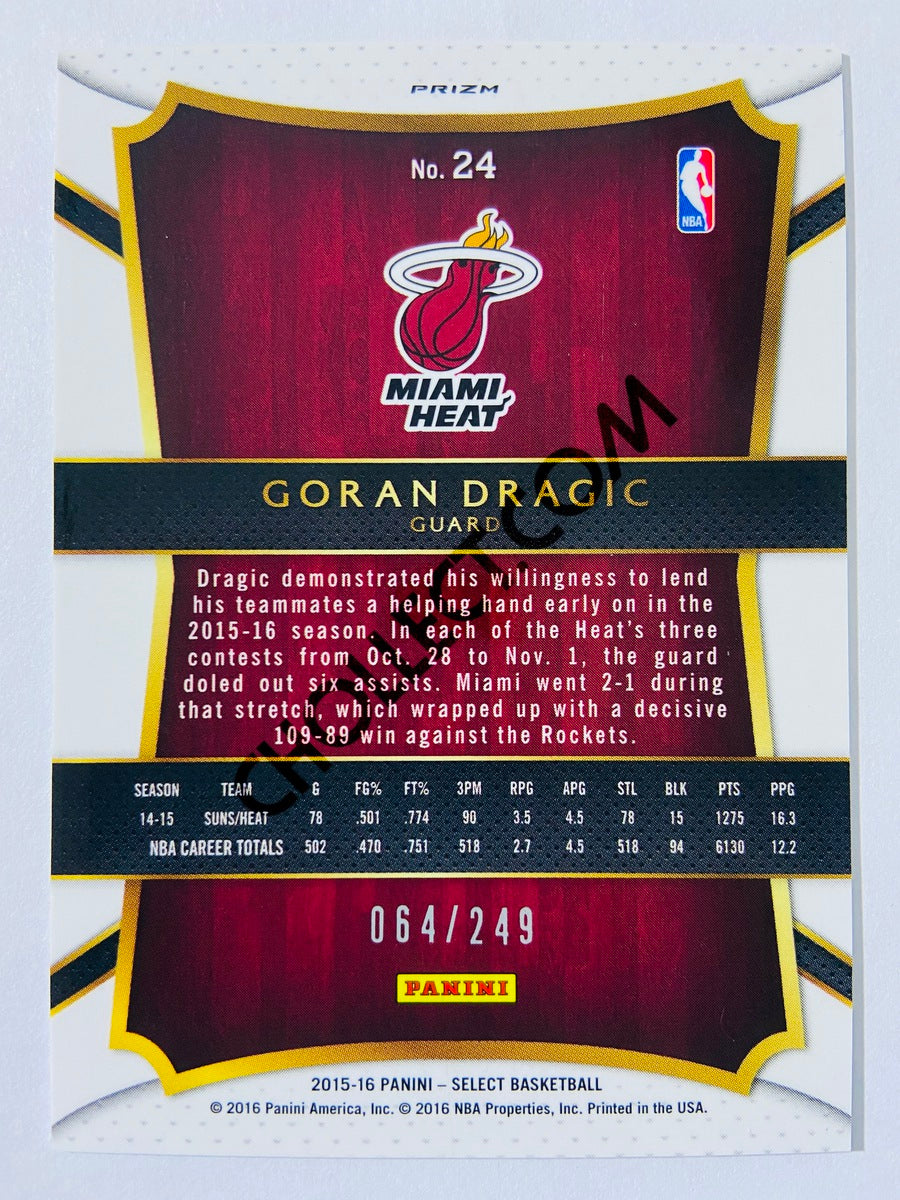 Goran Dragic – Miami Heat 2015-16 Panini Select Concourse Blue Parallel #24 | 064/249