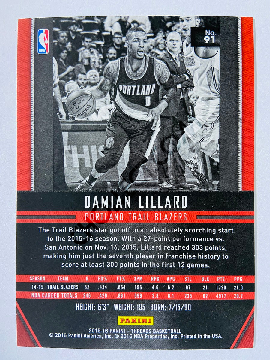 Damian Lillard - Portland Trail Blazers 2015-16 Panini Threads #91