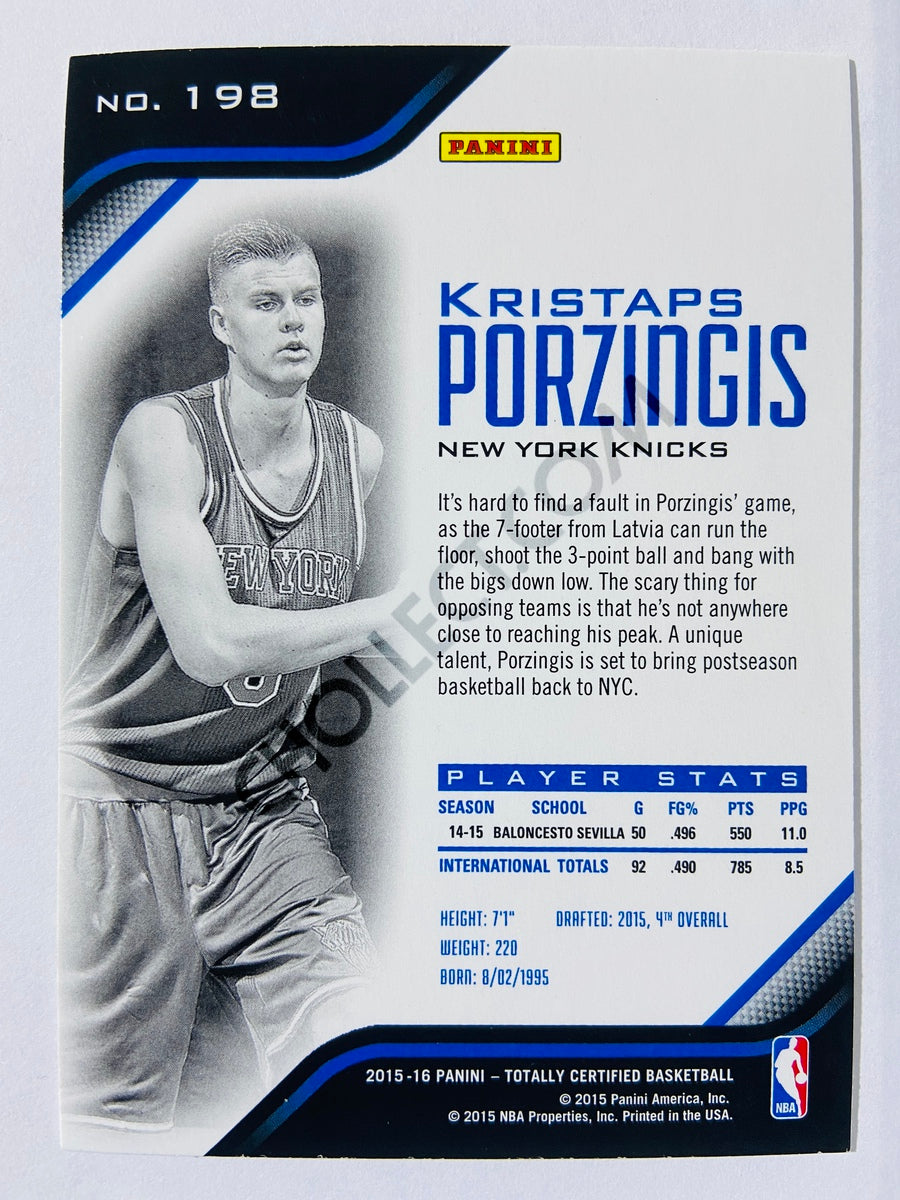 Kristaps Porzingis - New York Knicks 2015-16 Panini Totally Certified RC Rookie #198