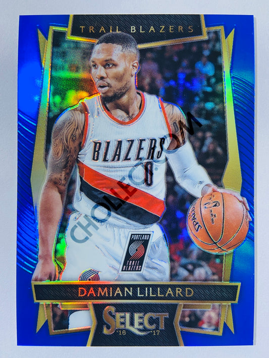 Damian Lillard - Portland Trail Blazers 2016-17 Panini Select Concourse Blue Prizm Parallel #51 | 166/299