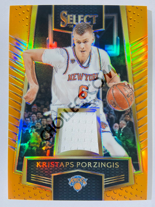 Kristaps Porzingis - Dallas Mavericks 2016-17 Panini Select Swatches Orange Prizm #64 | 56/60