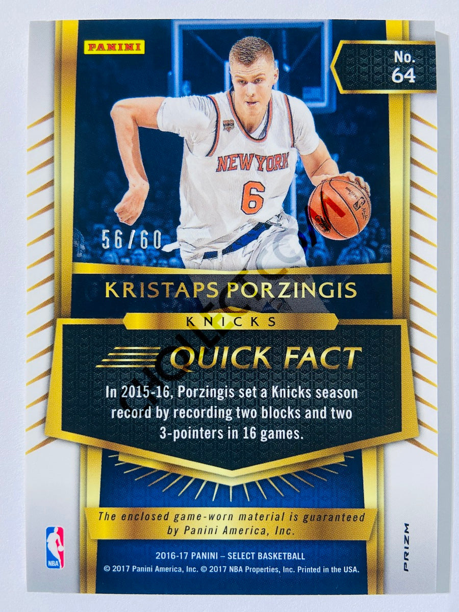 Kristaps Porzingis - Dallas Mavericks 2016-17 Panini Select Swatches Orange Prizm #64 | 56/60