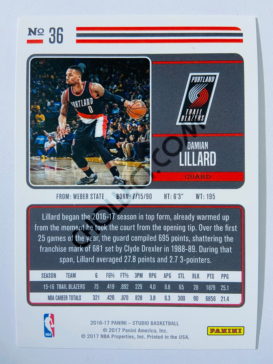 Damian Lillard - Portland Trail Blazers 2016-17 Panini Studio Action #36