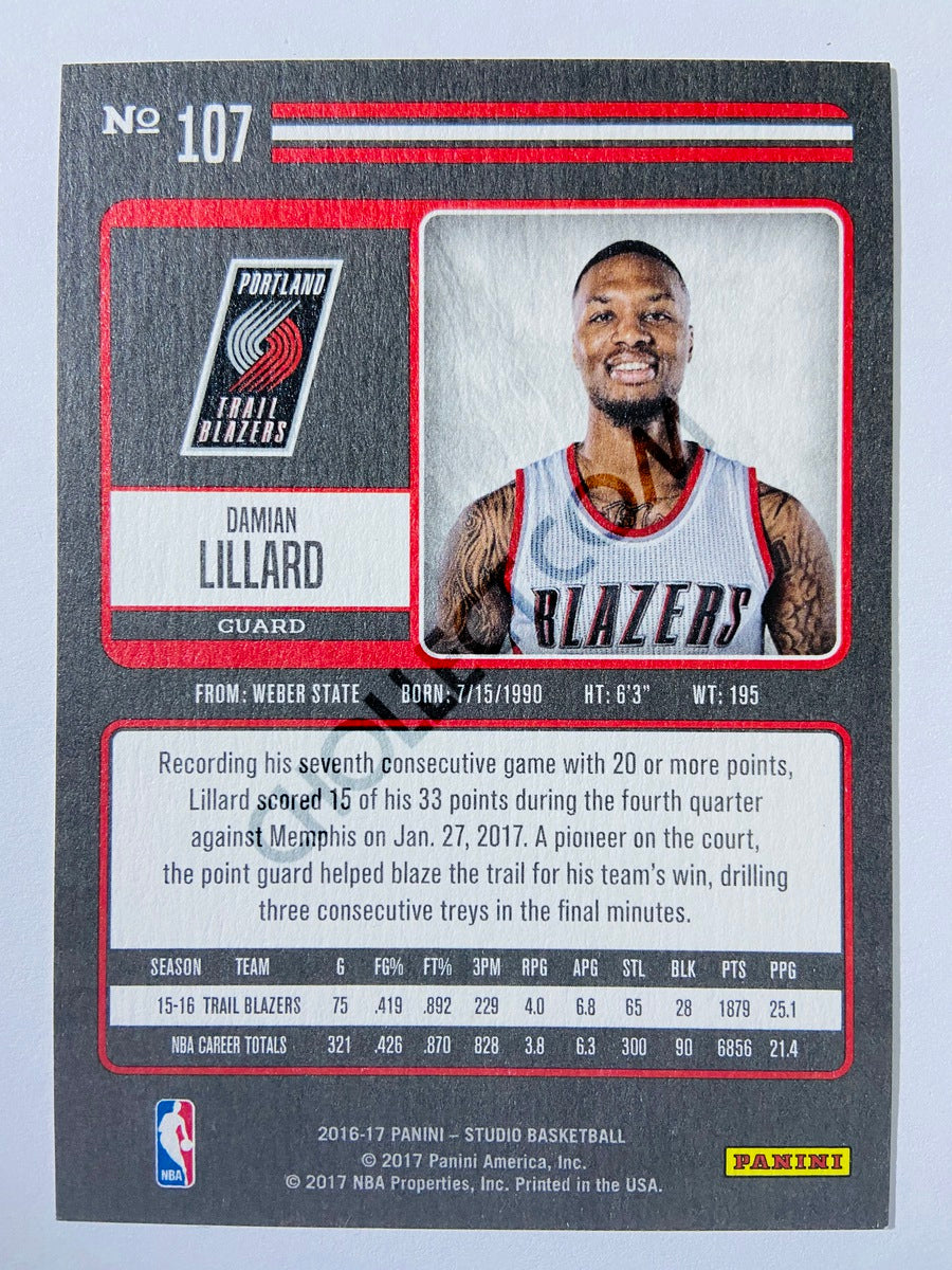 Damian Lillard - Portland Trail Blazers 2016-17 Panini Studio Portrait #107