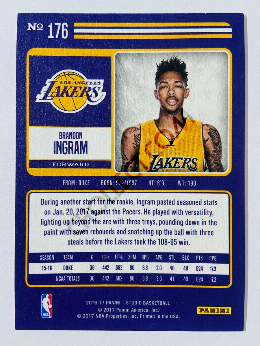 Brandon Ingram - Los Angeles Lakers 2016-17 Panini Studio Base Portrait RC Rookie Card #176
