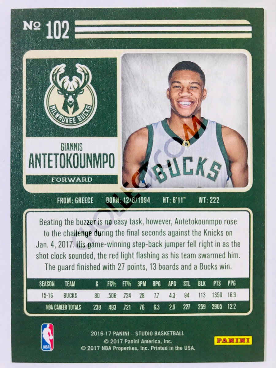 Giannis Antetokounmpo - Milwaukee Bucks 2016-17 Panini Studio Portrait #102