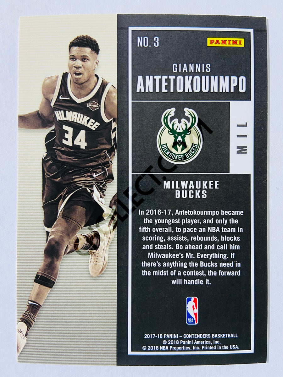 Giannis Antetokounmpo - Milwaukee Bucks 2017-18 Panini Contenders Season Ticket #3