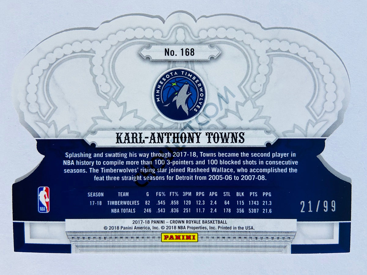 Karl-Anthony Towns - Minnesota Timberwolves 2017-18 Panini Crown Royale Crystal Parallel #168 | 21/99