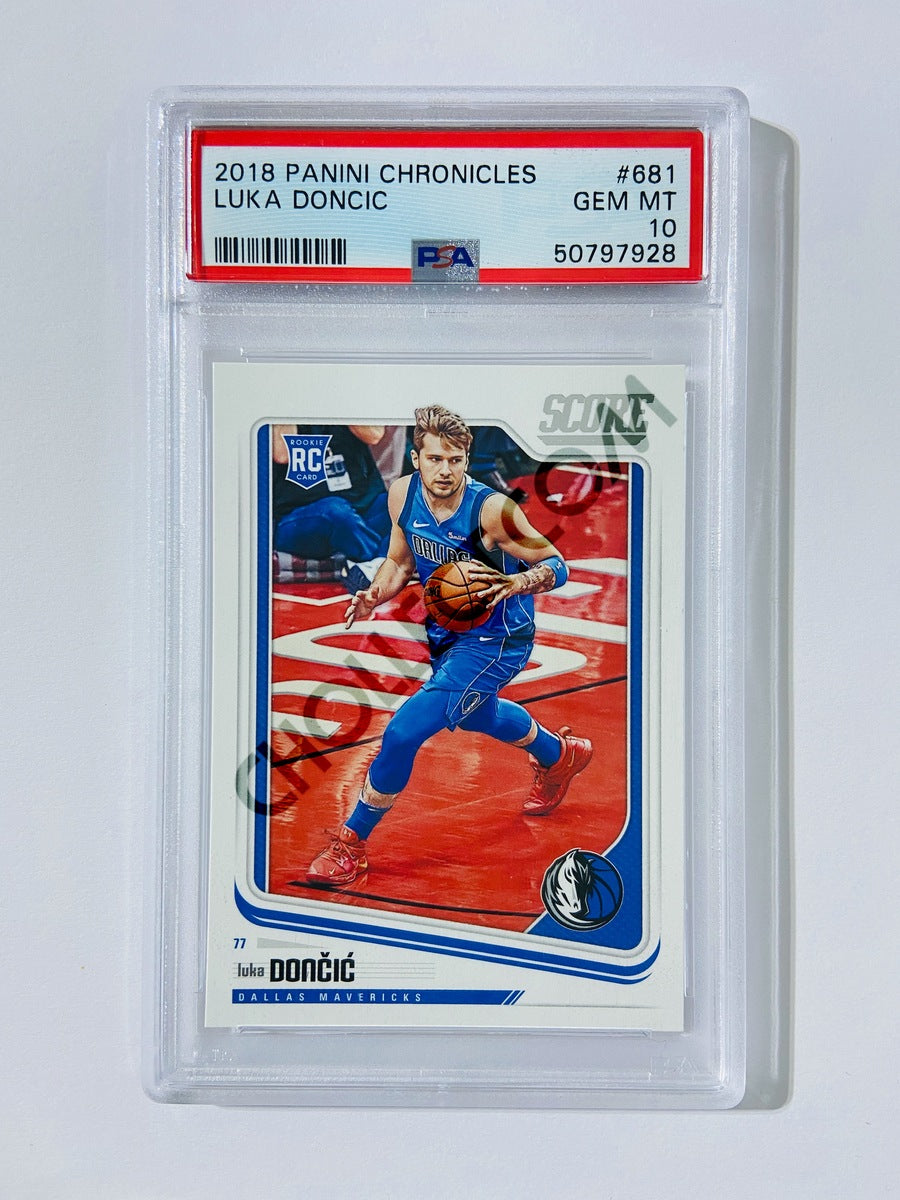 Luka Doncic - Dallas Mavericks 2018-19 Panini Chronicles Score RC Rookie #681 [PSA 10] SN: 50797928