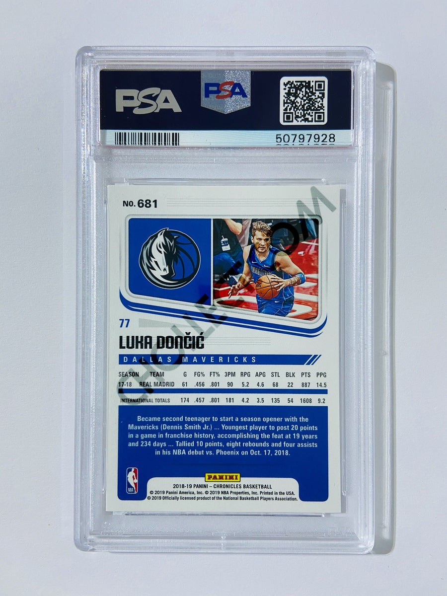 Luka Doncic - Dallas Mavericks 2018-19 Panini Chronicles Score RC Rookie #681 [PSA 10] SN: 50797928