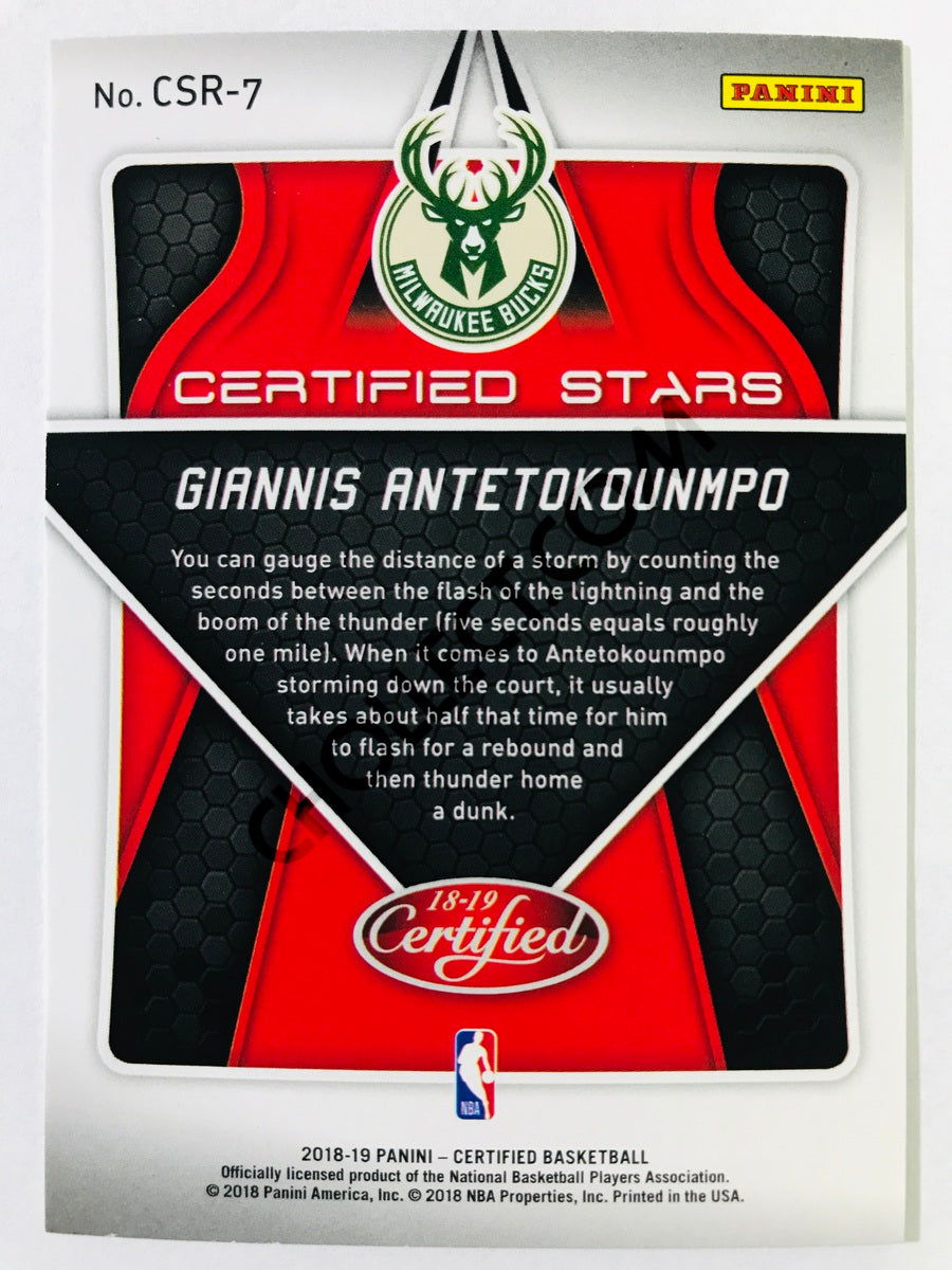 Giannis Antetokounmpo - Milwaukee Bucks 2018-19 Panini Certified Certified Stars Insert #CSR-7