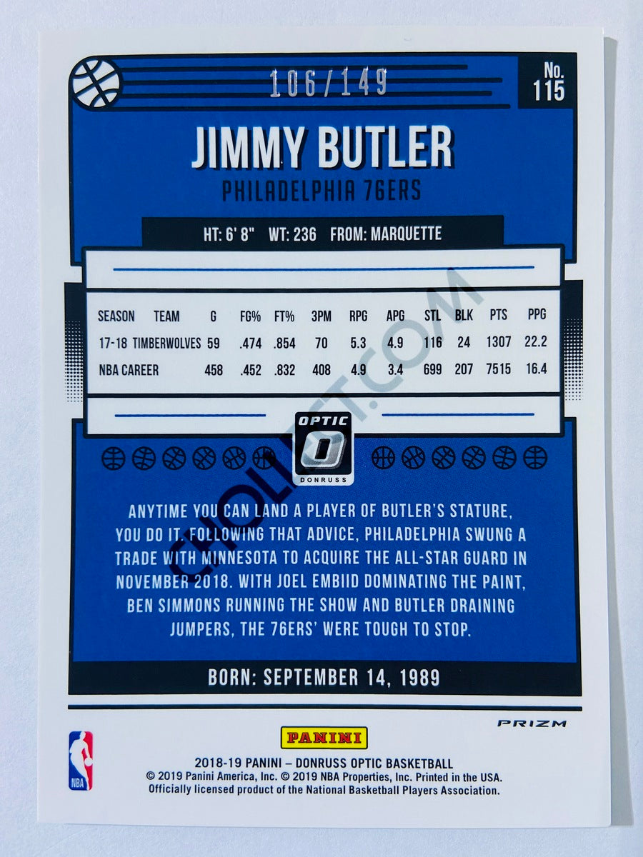 Jimmy Butler - Philadelphia 76ers 2018-19 Panini Donruss Optic Lime Green Parallel #115 | 106/149