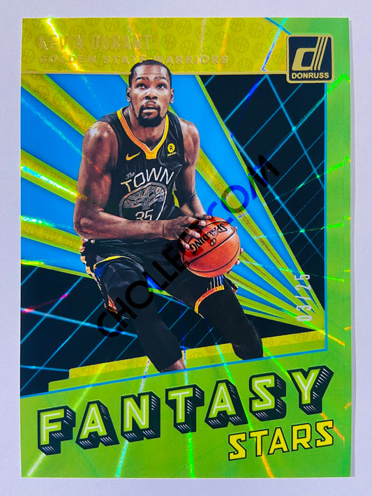 Kevin Durant - Golden State Warriors 2018-19 Panini Donruss Fantasy Stars Yellow Laser Parallel #5 | 03/25