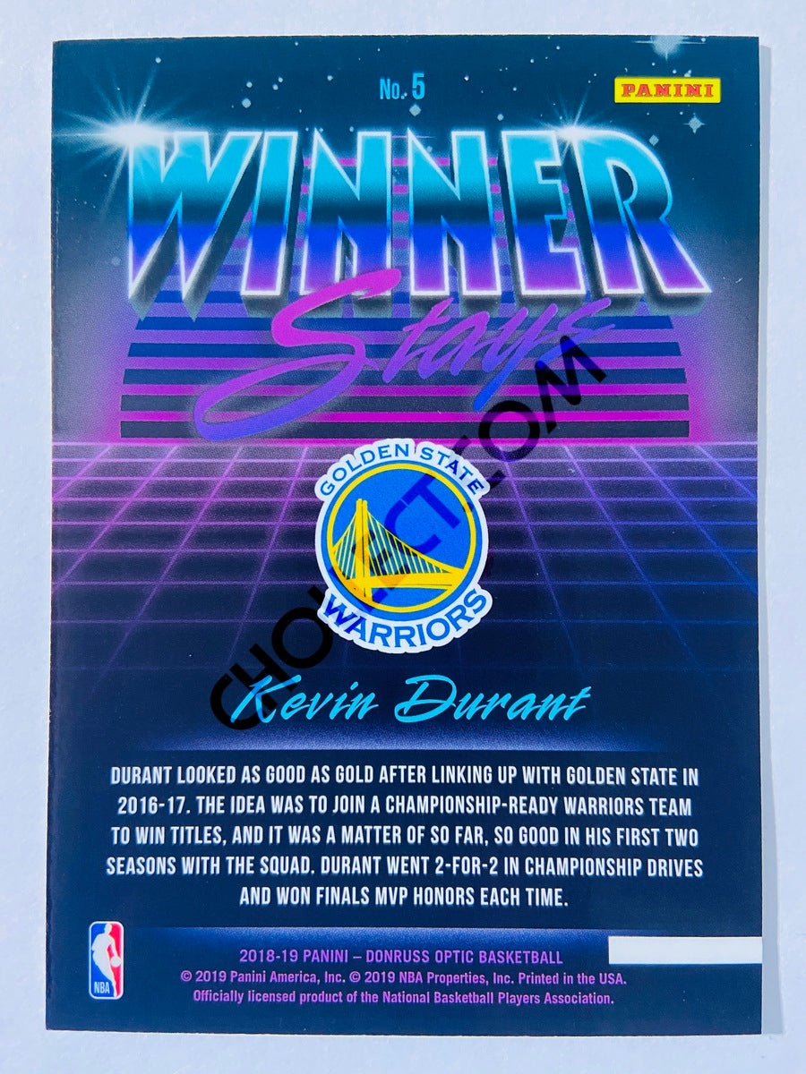 Kevin Durant - Golden State Warriors 2018-19 Panini Donruss Optic Winner Stays Insert #5